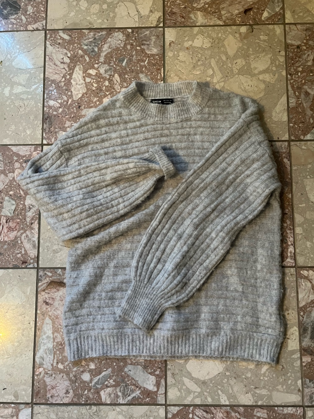 SHEIN Woman’s Ribbed Crewneck Sweater - Light Gray